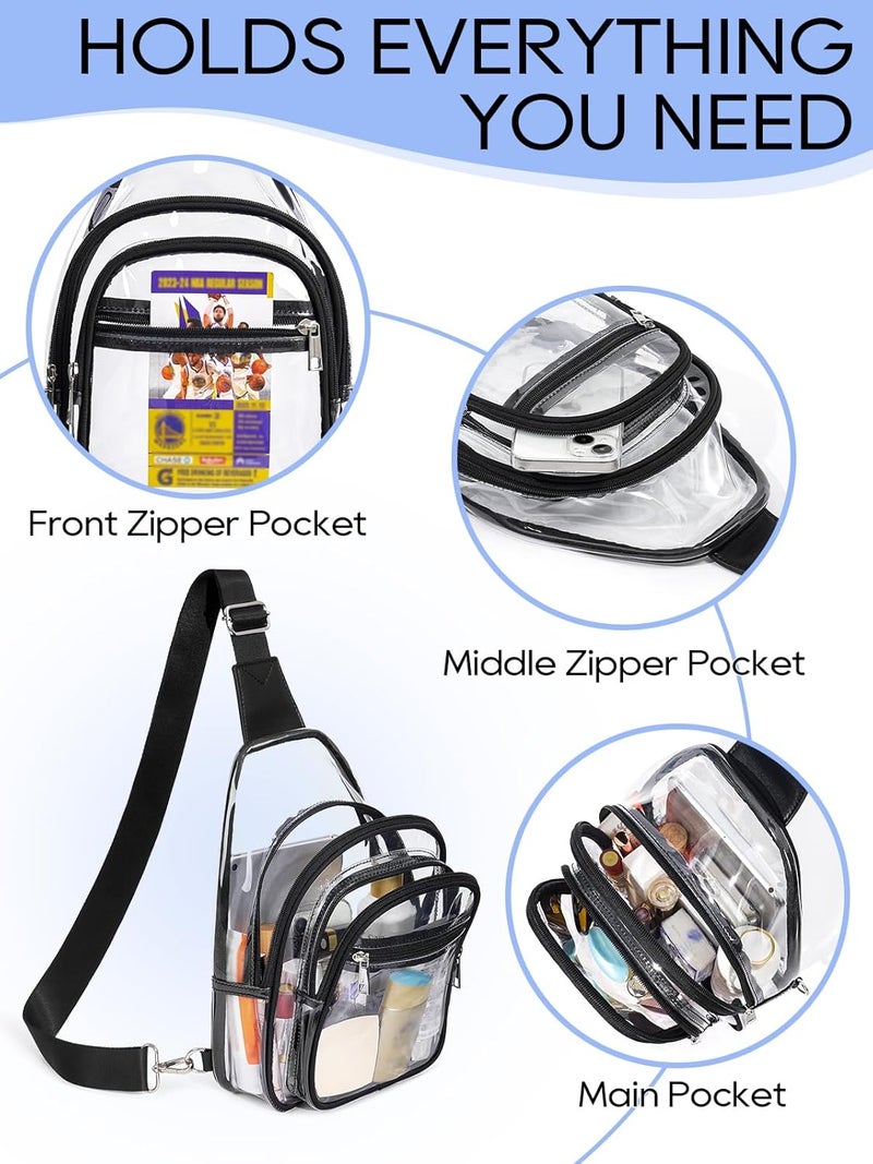 Flowston Store 3 Pockets Clear Bag for Stadium Events Large Clear Sling Crossbody Backpack Fanny Pack Concert Purses for Women Men - Image 5